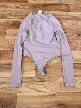 Gymshark Ribbed Henley Bodysuit in Dusty Rose